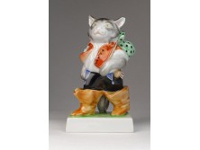 Herendi porcelán csizmás kandúr figura