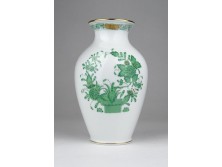 Zöld indiai kosaras Herendi porcelán váza 