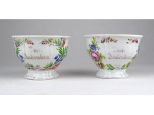 Porcelán kávéscsésze pár ZUM ANDENKEN ~ 1860