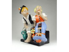Régi art deco Komlós kerámia figura páros 20 cm ~ 1930 körül
