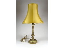 Antik sárgaréz asztali lámpa sárga ernyővel 56 cm