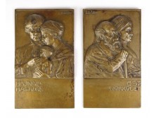 Sződy Szilárd bronz relief pár 24 x 14.5 cm