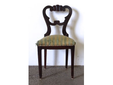 Antik szegecselt Biedermeier támlás szék (Zöld-sárga csíkos)