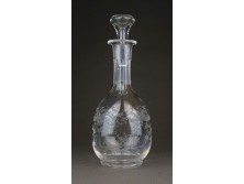 Antik barokkos maratott dugós üveg kiöntő 20 cm ~ 1900 körül
