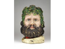 Ferdinand Gerbing : Antik osztrák terrakotta dohánytartó király fej XIX. század