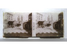 Antik marokkói üveglemez sztereó fotográfia Fez XIX. század