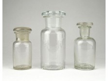 Régi dugós gyógyszertári patika üveg készlet 3 darab 