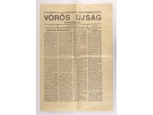 Vörös Ujság - kommunista lap első száma 1918. december 7. Reprint: 1958