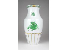 Zöld Apponyi mintás Herendi porcelán váza 19.5 cm