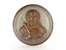 Antik Szent Jakab apostol öntöttvas faliplakett 27 cm