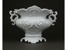 Régi hófehér kisméretű barokkos Herendi porcelán váza