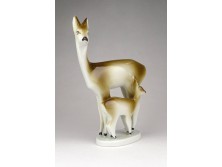 Régi Zsolnay porcelán őzike páros 18 cm