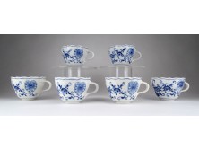 Antik hat darabos Meisseni hagymamintás kék fehér porcelán kávéskészlet
