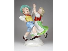 Antik nagyméretű porcelán táncoló figura pár 22 cm