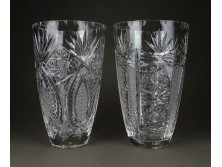 Régi gyönyörű csiszolt üveg kristály váza pár 20 cm