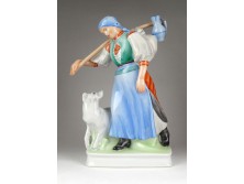 Régi Zsolnay porcelán vízhordó nő figura 32.5 cm