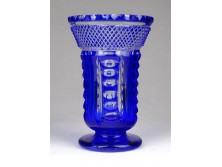 Kék csiszolt kristály váza ibolyaváza 11 cm