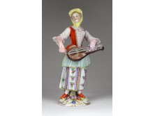 Heinrich von Bibra : Hangszeren játszó nő porcelán figura XVIII. század