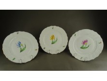 Tulipános Herendi porcelán tányér készlet 3 darab