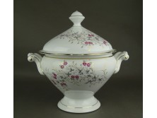 Antik nagyméretű talpas porcelán leveses tál