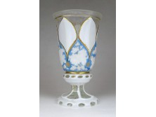 Antik fehér Biedermeier talpas üveg pohár 14.5 cm