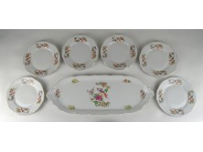 Paradicsommadaras hibátlan Zsolnay porcelán süteményes készlet