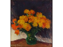 Balogh Margit : Sárga virágok vázában csendélet