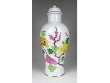 Nagyméretű fedeles Hollóházi porcelán váza 32.5 cm