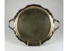 Antik fodros szélű ezüstözött kínáló tálca 33.5 cm