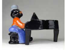 Fekete Komlós kerámia néger zongorista figura 14 cm