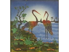 Keretezett gólya pár textil kép 55.5 x 53 cm