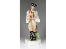 Régi Zsolnay furulyázó legény porcelán figura 27 cm