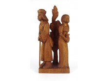 Baranya F jelzéssel : Nagyméretű faragott férfi és nő szobor fafaragás 36.5 cm