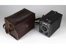 Régi Agfa Box 50 fényképezőgép bőr tokjában 1950