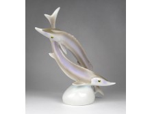 Nagyméretű Hollóházi porcelán viza hal pár 23 cm