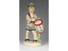 Régi SITZENDORF porcelán dobos fiú szobor 17.5 cm