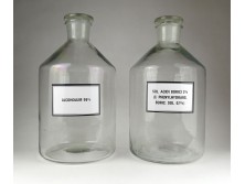 Régi dugós gyógyszertári patika üveg pár 33.5 cm