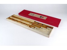 Régi keleti kínai bambusz hangszer szett 5 darab eredeti dobozában