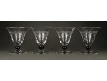 Antik art deco talpas csiszolt üvegpohár készlet 10 cm