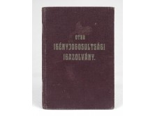 Régi OTBA Igényjogosultsági Igazolvány 1934