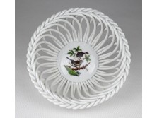 Rothschild mintás áttört fonott Herendi porcelán kosár