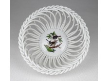 Rothschild mintás áttört fonott Herendi porcelán kosár