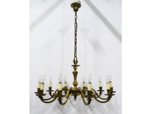 Régi tízkarú bronz csillár 100 x 80 cm