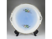 Antik Haas & Czjzek Schlaggenwald nagyméretű kézzel festett porcelán tortatál 38 cm