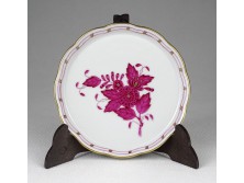 Régi Herendi lila Apponyi mintás porcelán tál tálka 10 cm