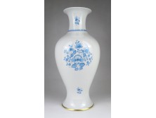 Nagyméretű kék virágos Hollóházi porcelán váza 35.5 cm