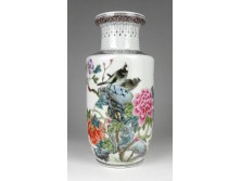 Antik madaras jelzett kínai porcelán váza 18.5 cm