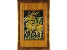 Kátai Mihály : Csodaszarvas tűzzománc kép 34.5 x 23 cm
