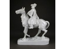 Nagyméretű Herendi porcelán csikóslegény lovon 40.5 cm