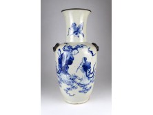 Antik kék mintás japán porcelán váza 42 cm